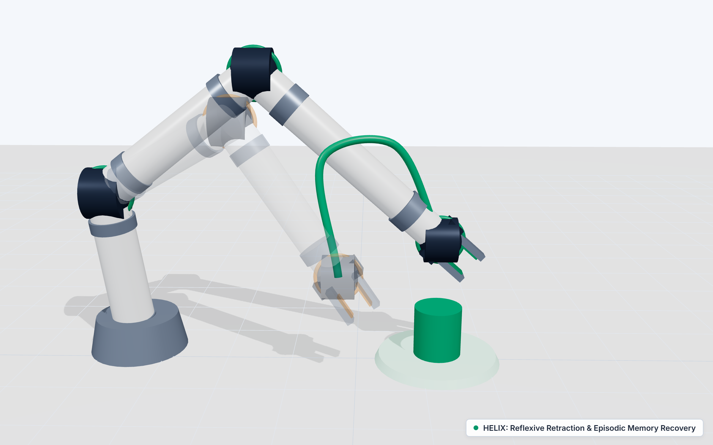 3D visualization of robotic manipulator failure recovery via reflexive retraction and experience memory