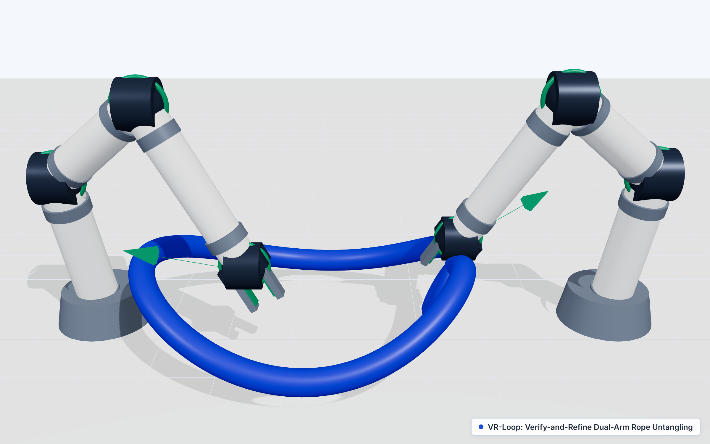 3D visualization of VR-Loop dual-arm deformable rope untangling with verified pulling trajectories